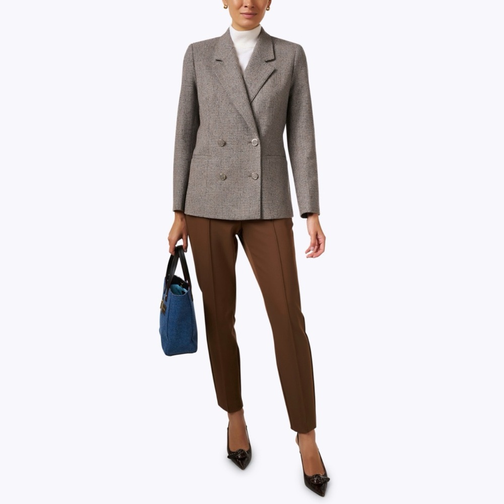 LAFAYETTE 148 tan brown Double Breasted Check Print Wool Jacket blazer - Picture 14 of 14